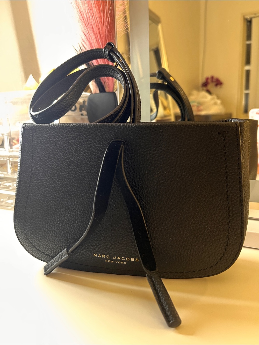 Marc Jacobs Black Pebbled Leather Crossbody Saddle Bag